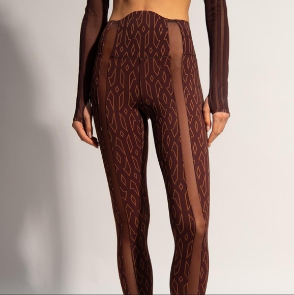Adidas X Ivy Park Sheer Panel Monogram Leggings - Picture 1 of 10